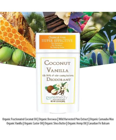 Puremedy Coconut Vanilla Deodorant Stick - Long-Lasting Stay Fresh Formula - Aluminum Free - 2.25 oz - Buy Online on GoSupps.com