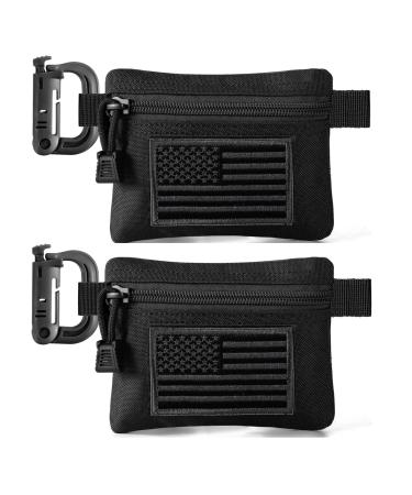 FRTKK 2 Pack Tactical Compact EDC Pouches Military Molle Utility Pouch Accessories Organizer Pouch Coin Purse Keychain Pocket Credit Card Holder Waist Pack Black 3