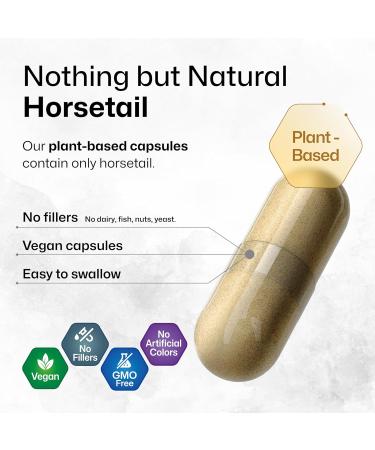 Organic Horsetail Capsules for Hair, Skin & Nails - With Nettle, Green Tea, Ginseng & Ginkgo Biloba - Immune Function & Antioxidant Support - 100 Capsules - Buy Online on GoSupps.com