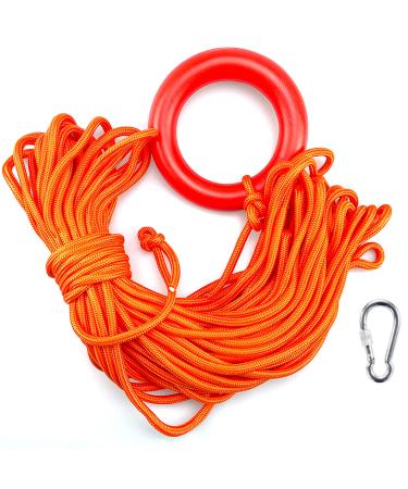 HZFLY Water Floating Lifesaving Rope, 98.4FT Outdoor Professional Throwing Rescue Rope,Water Life Rope with Safety Snap Hoop and Floating Ring, Orange Water Floating Rope