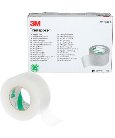 3M Transpore Surgical Tape 1527-1, 1 inch x 10 yard (2,5cm x 9,1m), 12 rolls/box 1" x 10 yd (2.5cm x 9.1m)