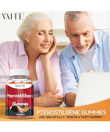Pterostilbene Supplement Gummies 250mg - Supports Powerful Antioxidant for Skin Radiance & Longevity Formula Support Cognitive & Cellular Protection Vegan Non-GMO Soy-Free 60 Chewables - Buy Online on GoSupps.com