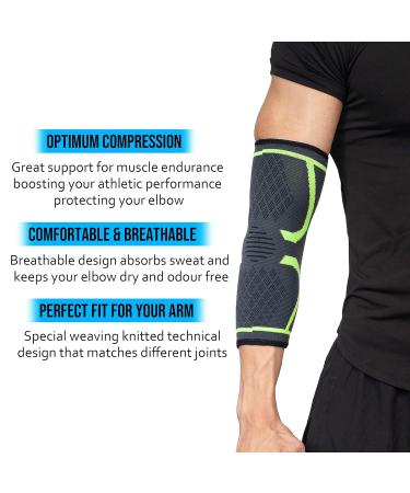 360 Relief Compression Elbow Brace for Men & Women | Joint Pain Relief & Tendonitis Support | Ideal for Tennis, Golf, Workout, & Weightlifting | Size Large | Includes Mesh Laundry Bag | Green - Buy Online on GoSupps.com