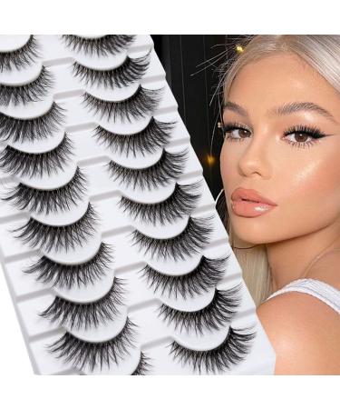 Lashes Cat Eye False Eyelashes with Clear Band Lashes Natural Look 10 Pairs Wispy Faux Mink Fake Eyelashes Lash Strips Pack by MilyBest A-Foxy | 16MM