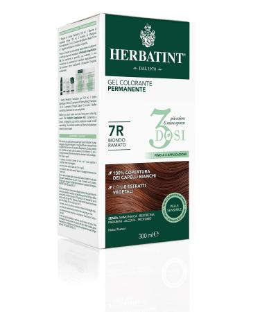 Herbatint Herbatint 3Dosi Permanent Colour Gel 300 ml - 7R Copper Blonde Ammonia-Free for Sensitive Skin 100% White Hair Coverage with 8 Organic Natural Extracts