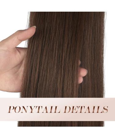 FESHFEN Straight Ponytail Extension 12 Medium Brown & Light Auburn Mixed - Clip in Synthetic Hairpiece for Women & Girls - Buy Online on GoSupps.com