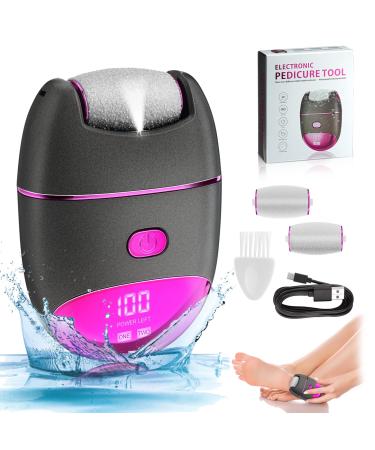 LINGSFIRE Electric Callus Remover for Feet  Rechargeable Foot File for Dead Skin with 3 Grinding Rollers 2 Speeds Adjustable Professional Foot File Pedicure Tools for Thick Cracked Skin or Daily Care