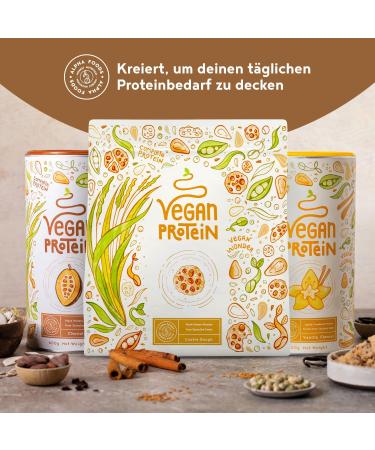 Vegan Protein Powder 600g | Cookie Dough Flavor | 21g Protein per 30g | Premium Vegan Shake - Soy Rice Peas Sunflower & Pumpkin Seed Blend - Buy Online on GoSupps.com