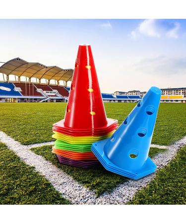 Suwimut 24 Pack 9 Inch Plastic Agility Cones for Training & Sports - Indoor/Outdoor Soccer, Basketball, Traffic Drills - Assorted Colors - Buy Online on GoSupps.com