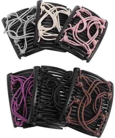 Magic Elastic Hair Clips Purple Beige Coffee Pink Silver Black Adjustable No Crease Magic Hair Comb for Women Girls for Thick Thin Hair - Buy Online on GoSupps.com