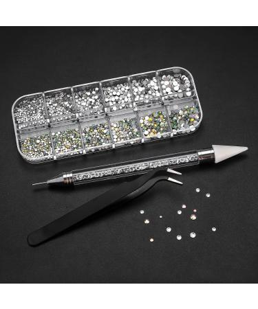 Wugongshan Nail Art Rhinestones Set with Picker Pen and Tweezers - AB Shiny Crystals for Nails, Face, Teeth - DIY Crafts - Buy Online on GoSupps.com