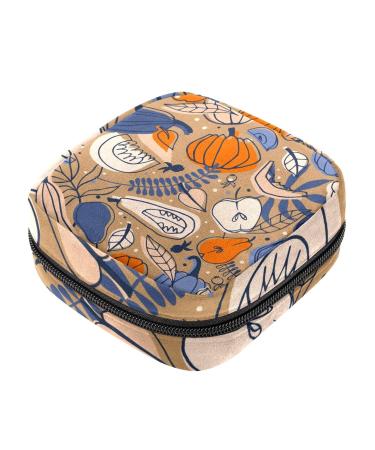 Guantierendiy Autumn Pumpkin Menstrual Cup Pouch Menstrual Pad Bag Feminine Menstruation Bags Portable Sanitary Napkin Pads Storage Bags Color 6