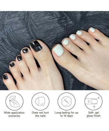 Buy Semi Cured Gel Pedicure Strips - 32 Solid Color Toenail Stickers | Snow White Full Nail Wraps for Women Girls & Kids - Includes Prep Pads Nail File & Wooden Stick - Buy Online on GoSupps.com