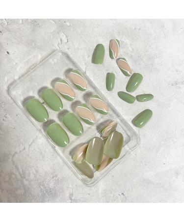 St. Patrick's Day Green Almond Shaped Acrylic Press on Nails - Full Cover False Nails for Women and Girls | Almond Nail A8 - Buy Online on GoSupps.com