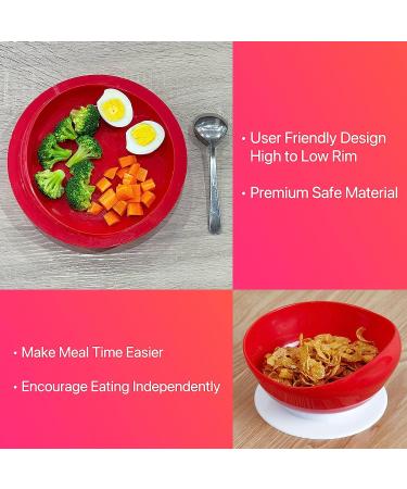 Pekokavo Spill Proof Scoop Bowl and Plate with Suction Base | Elderly/Disabled Self-Feeding Dinnerware Combo Set - Buy Online on GoSupps.com