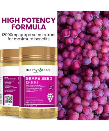 Healthy Care Grapeseed Extract "12000" 300 Capsules - Buy Online on GoSupps.com