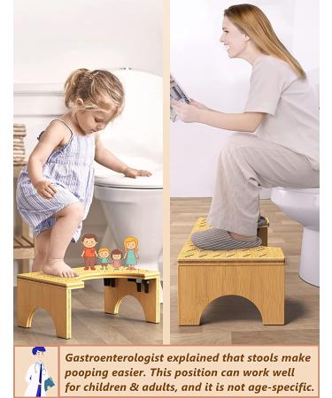 Easoger Bamboo Toilet Stool - 7'' Foldable Potty Step Stool for Squatting - 330 lbs Capacity - Buy Online on GoSupps.com