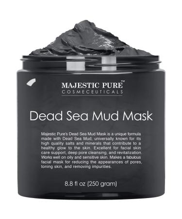 MAJESTIC PURE Dead Sea Mud Mask for Face and Body - Natural Skin Care for Women and Men - Best Facial Cleansing Clay for Blackhead, Whitehead, Acne and Pores - 8.8 fl. Oz