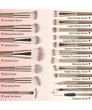 MAANGE 18 Pc Premium Synthetic Makeup Brush Set - Champagne | Professional Brushes for Foundation, Powder, Eyeliner & Eye Shadow - Buy Online on GoSupps.com