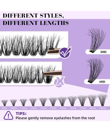 Lash Clusters Individual Wispy Eyelash Extensions 260 PCS - 3D Natural Fluffy Clusters 40D 9mm - DIY at Home - Q40D-9mm - Buy Online on GoSupps.com