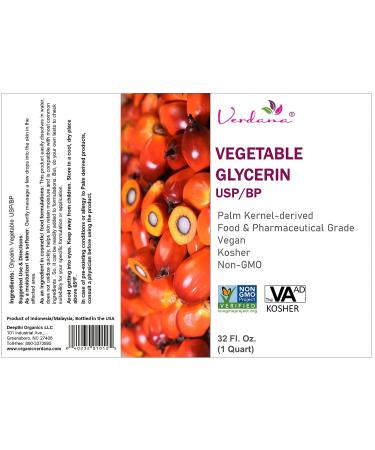 Verdana Vegetable Glycerin USP/BP Refined - Premium Food Grade 32 Fl Oz - Vegan, Kosher, Non-GMO - Pack of 1 - Buy Online on GoSupps.com