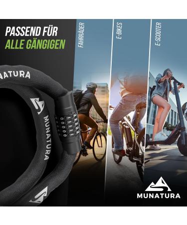 Munatura Bicycle Lock with Numerical Lock 100cm - High Safety Bike Lock for E-Bikes - Secure Your Ride Worldwide - Buy Online on GoSupps.com