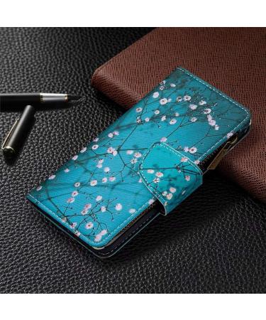 Miago 9 Card Slots Leather Case for Huawei Y5 2019 - Colorful Zipper Flip Wallet Cover - Blue Flower PU Leather Protective Case - Buy Online on GoSupps.com