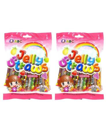 Funny Hippo ABC Assorted Fruit Flavoured (Strawberry Grape Pineapple Green Apple) Jelly Straws 260g (Pack of 2)