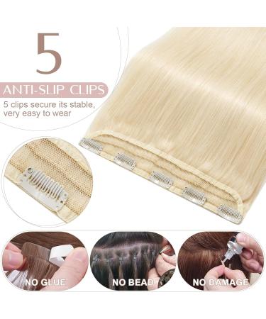 Buy Sego Clip-in Hair Extensions - 100% Remy Human Hair Smooth Platinum Blonde #60-1 45cm (50g) - Ideal for Easy Styling - Buy Online on GoSupps.com