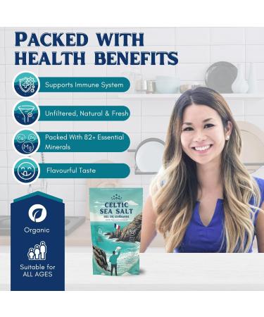 Celtic Sea Salt 500g | 100% Organic Unfiltered | 82+ Natural Minerals | Hand Harvested in Guerande France | Coarse Grey | 1 Pack 500g - Buy Online on GoSupps.com