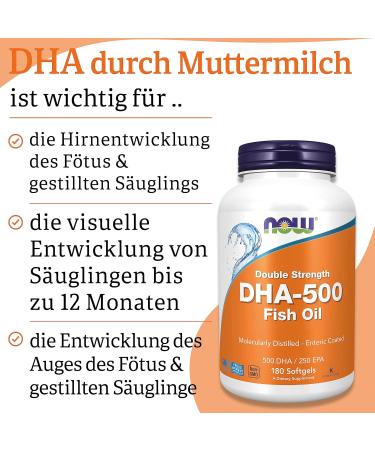 Now Foods DHA-500 Fish Oil Soft Capsules - 180 Gluten-Free Double Starch EPA & Vitamin E | Non-GMO Lab Tested - Buy Online on GoSupps.com