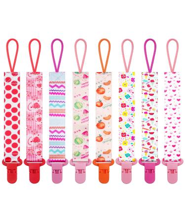 Aolso 8pcs Baby Pacifier Chain Dummy Clip Girls Pacifier Holders Set with Plastic Clasp Baby Teething Toys Fit All Dummies & Soothers & Teething Toys 8pcs-Girl