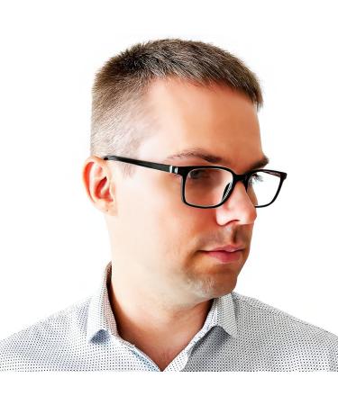 Mini Designer Anti Blue Light Glasses | Rectangular Reading Glasses with Free Case | 2.5 Dioptria Plastic Frame Spring Hinge | Men s Black Blue Light Filter - Buy Online on GoSupps.com