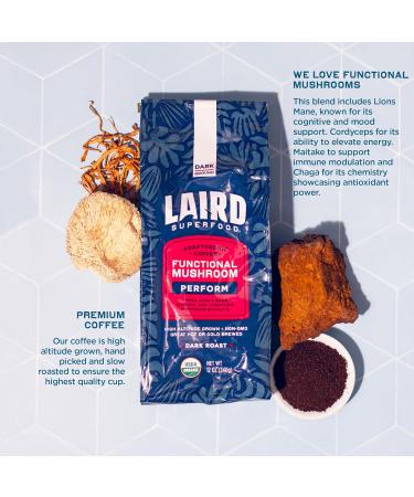 Laird Superfood Dark Roast Ground Mushroom Coffee - Buy Online on GoSupps.com