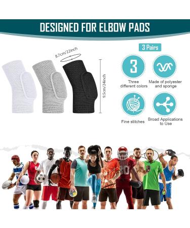 3 Pairs Elbow Pads Elbow Protector Volleyball Sponge Support Breathable Compression Elbow Braces for Women Men Youth Teen Girls Boys Basketball Tennis Football Skating  Black  White  Gray - Buy Online on GoSupps.com