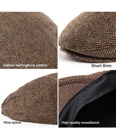 2Pack Adjustable Newsboy Hats for Men - Black/Brown Tweed Ivy Caps - Large/X-Large - Buy Online on GoSupps.com