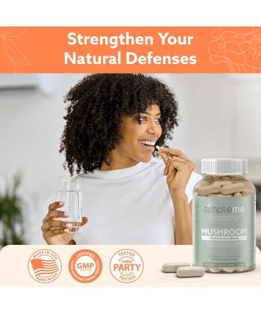 Simpleme Multi-Mushroom Supplement - Complex For Brain Immune Support Nootropics - Performance Blend with Lions Mane Turkey Tail Reishi Cordyceps Chaga Maitake Shiitake and More - 60 Capsules - Buy Online on GoSupps.com