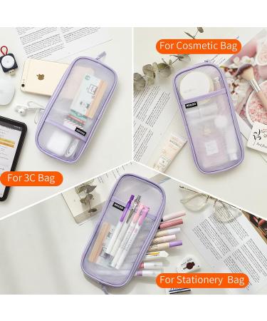 EASTHILL Grid Mesh Pencil Case & Cosmetics Bag - Purple | Multi-Purpose Travel & School Organizer for Teens & Adults - Buy Online on GoSupps.com