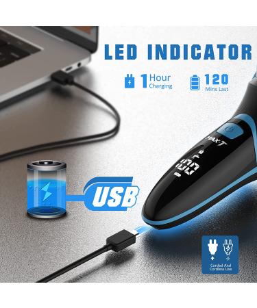 MAX-T Electric Shaver for Men - Cordless, Waterproof Rotary Razor with Travel Case & Trimmer - Ideal Gift for DadBoyfriend - Buy Online on GoSupps.com