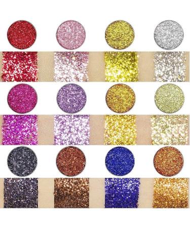 12 Colors Glitter Powder Makeup Palette - Professional Long Lasting Shimmer Eyeshadow | Mineral Pressed Glitter for All Skin Types - Buy Online on GoSupps.com