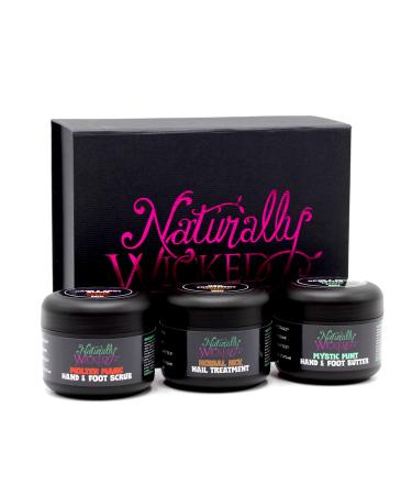 Naturally Wicked 3 Step Hand & Foot Kit - Exfoliate Rejuvenate & Protect With Plant Extracts