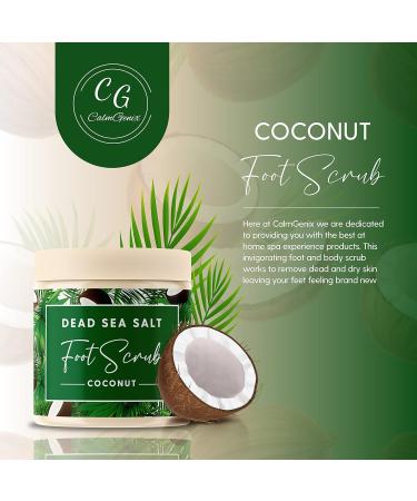 CalmGenix Dead Sea Salt Foot Scrub with Coconut Oil | Natural Exfoliator for Cracked Heels and Dry Skin | Foot Moisturizer for Home Spa - 460g - Buy Online on GoSupps.com
