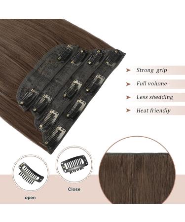 Feshfen Clip-In Extensions - 4PCs 50cm Synthetic Smooth Hair in Chestnut Brown | Long Hair Extensions for Women - Buy Online on GoSupps.com