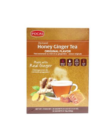 Pocas Honey Ginger Tea, Original, 18 Gram, 20 Count (Pack of 2) Original 20 Count (Pack of 2)