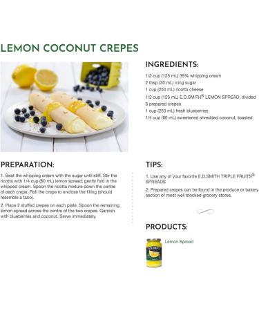 E.D.Smith Lemon Spread 500ml Pack of 2 Total 1000 ml  - Buy Online on GoSupps.com