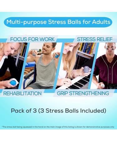 Serenilite Hand Trainer Therapy Stress Balls | Squishy Grip Strengthening Balls for Stress Relief | Black Blue Gray - Perfect for Adults - Buy Online on GoSupps.com