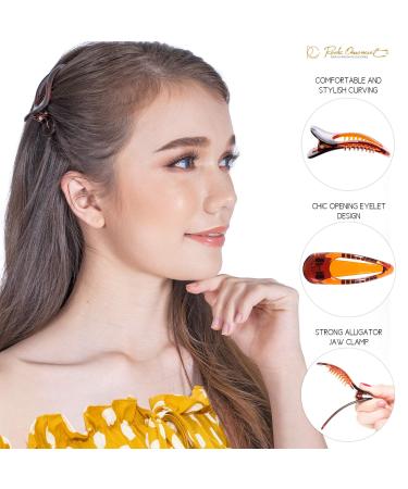 RC Roche Ornament 6 Pcs Womens Classic Alligator Hair Clip Barrette Set - Small Brown - Buy Online on GoSupps.com