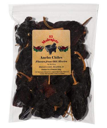 Dried Ancho Chiles Peppers El Molcajete Brand 8 oz  Mexican Recipes, Chilis, Tamales, Salsa, Chili, Meats, Soups, Mole, Stews & BBQ