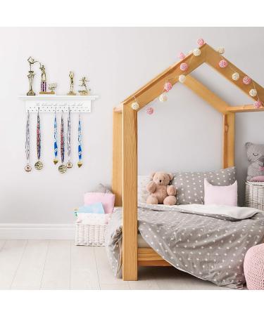 Medal Hanger & Trophy Shelf & Ribbon Holder for Girls - 2FT Simple Design Rack with Strong Hooks - Displaying Awards from Sports with Motivational Phrase - Buy Online on GoSupps.com