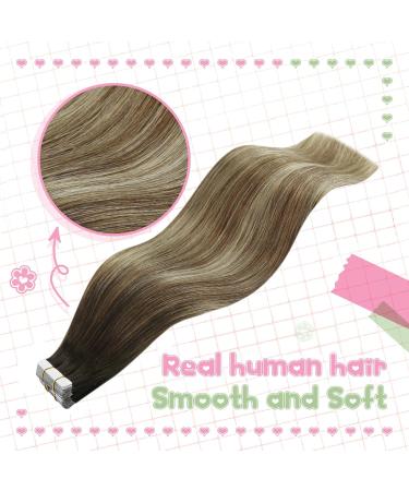 Youngsee Tape Extensions - Real Hair Balayage 35cm Dark Brown Ombre & Blond Remy Smooth Tape In Extensions for Women - 50g #4/6/25 & #4/6/22 - Buy Online on GoSupps.com